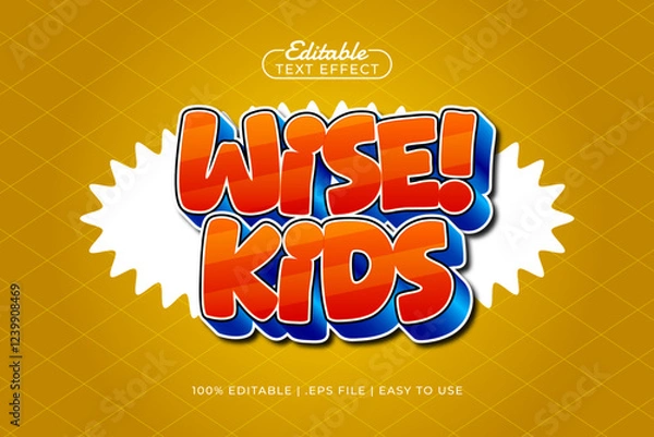 Fototapeta wise kids editable text effect with a kids and school text style
