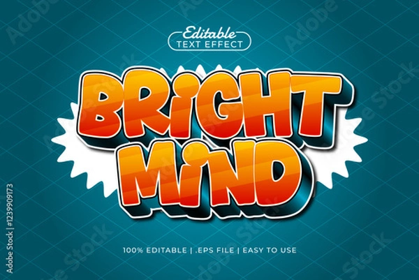 Fototapeta bright mind editable text effect with a kids and school text style