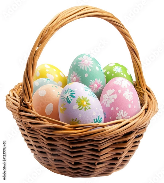 Obraz PNG Easter eggs basket easter pastel.