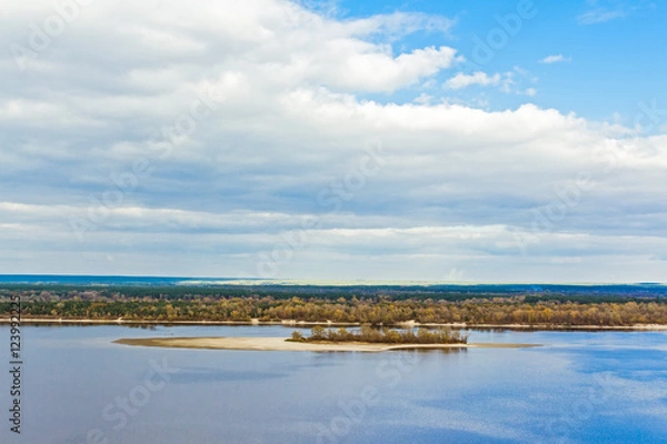 Fototapeta view of the island on the Dnieper River from a height