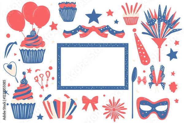 Fototapeta 4th of july design elements