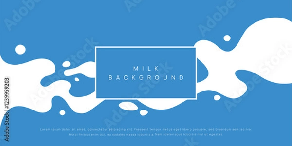 Fototapeta Milk background of Modern poster, dynamic splashes and drops. Vector illustration in a flat style of minimalism	