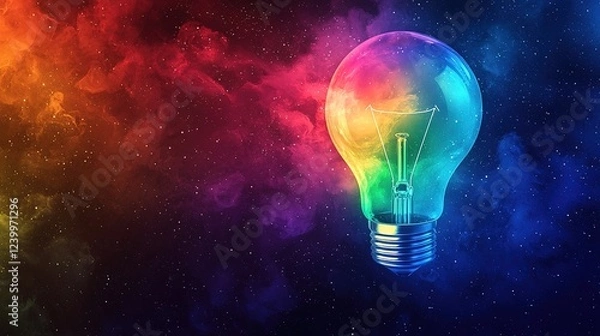 Obraz Rainbow Lightbulb in Space