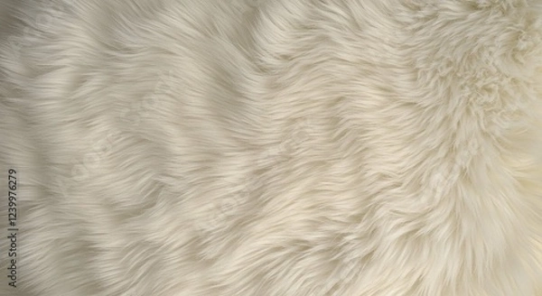 Fototapeta Soft Cream Faux Fur Texture Fluffy Shaggy Fabric Background Luxurious Plush Material