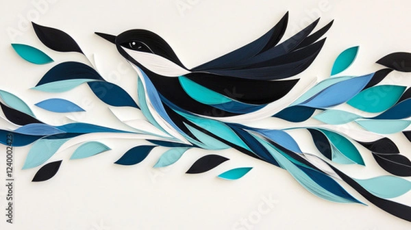 Fototapeta Minimalist Paper Quilling Art Featuring Clean Lines, Simple Shapes, and Elegant Color Palette, Ideal for Modern Home Decor