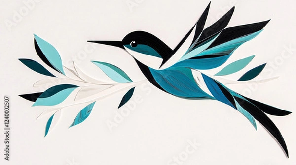 Fototapeta Minimalist Paper Quilling Art Featuring Clean Lines, Simple Shapes, and Elegant Color Palette, Ideal for Modern Home Decor