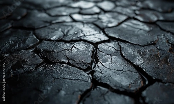Fototapeta weathered asphalt surface with intricate cracks and texture