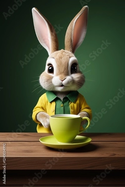 Fototapeta there is a rabbit that is sitting in a cup