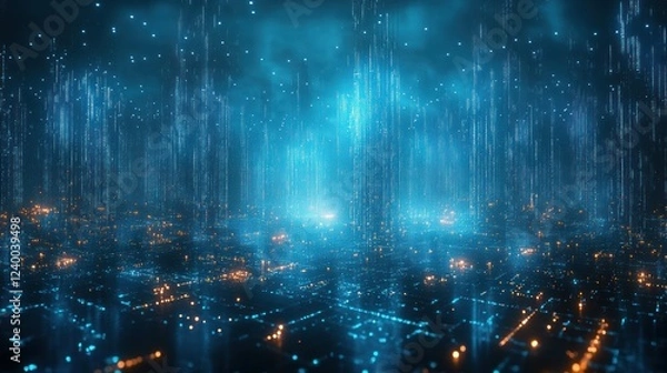 Fototapeta Cybersecurity Data Network in Futuristic Cyberpunk Style