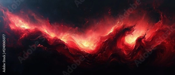 Fototapeta Abstract Fluid Dynamics Red Black Swirling Background with Textures and Patterns