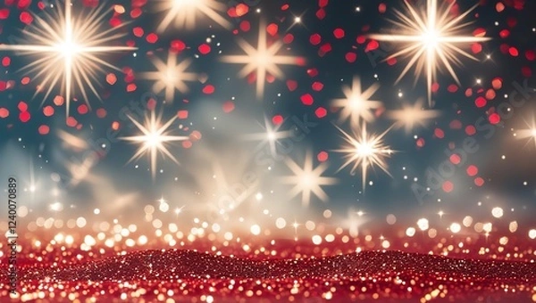 Fototapeta Vibrant Sparkly Red Glitter Scattered Across a Surface.


