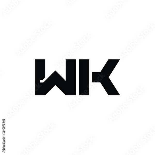 Fototapeta WK monogram logo design letter text name symbol monochrome logotype alphabet character simple logo