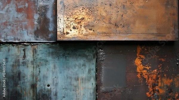 Fototapeta Textured Close-Up of Urban Building Facade with Varied Colors and Surfaces Highlighting Architectural Detail