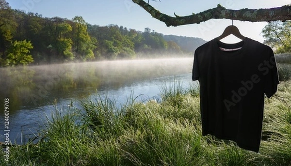 Obraz The black  t-shirt with lake