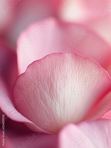 Fototapeta Delicate rose petal close up with soft pink hues and gentle texture creating a romantic feel
