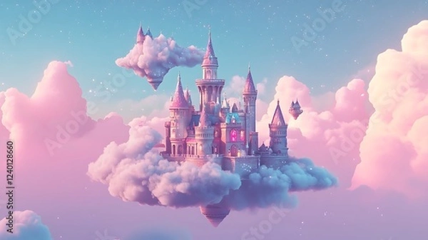 Obraz A Majestic Castle Perched Atop a Cloud in a Dreamy Sky