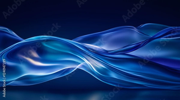 Fototapeta Sleek Liquid Background Displaying Smooth Blue Gradients and Flowing Shapes in Vibrant Fluid Art. Generative AI