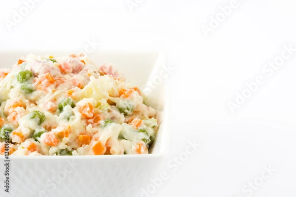 Obraz Russian salad isolated on white background

