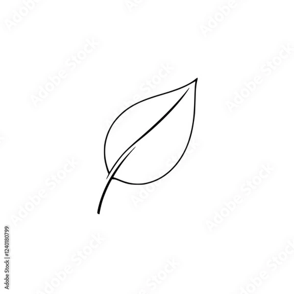 Fototapeta Simple Line Drawing of a Leaf: Minimalist Botanical Illustration