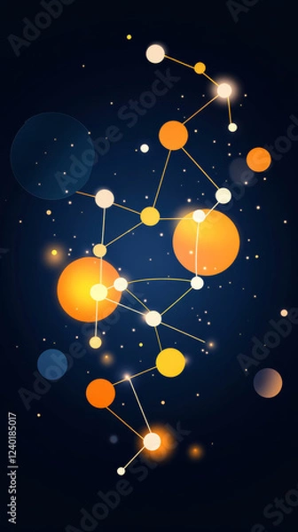 Fototapeta Abstract glowing geometric shapes on dark background