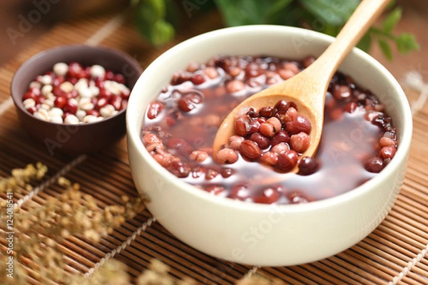 Fototapeta Red beans and barley porridge