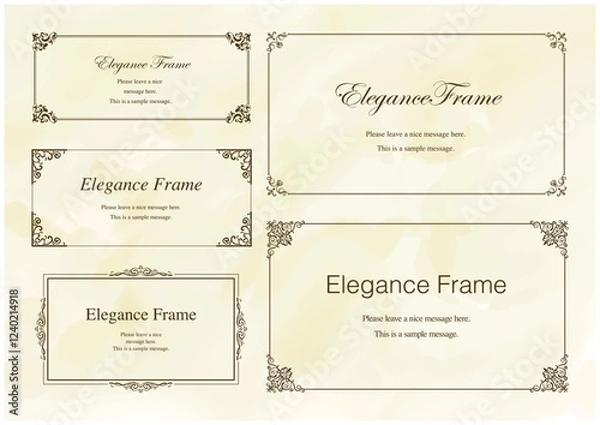 Obraz 高級感のあるエレガンスなフレームセット、飾り罫、装飾デザイン、上品なあしらい、茶、ブラウン