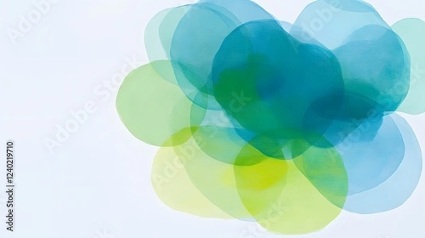 Obraz Abstract Green and Blue Watercolor Circles Artwork