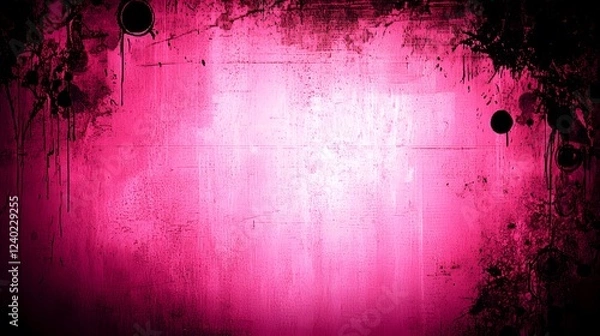 Obraz Abstract Pink Grunge Background Texture with Black Splatter