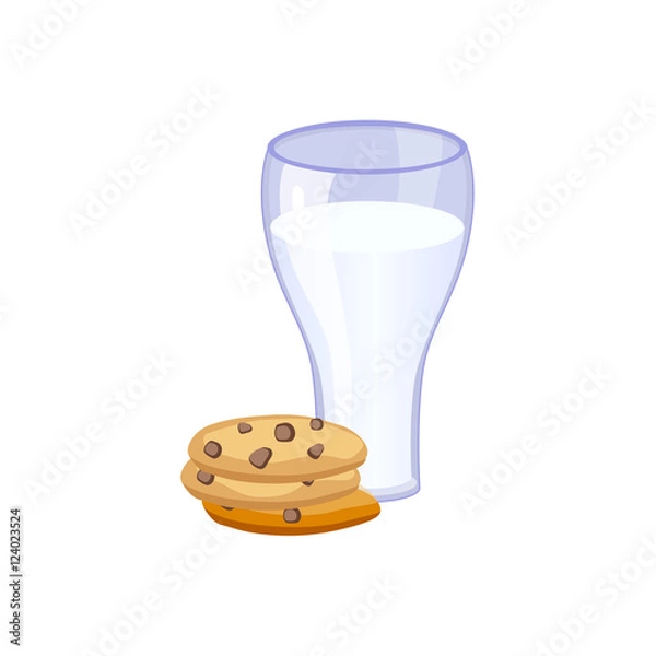 Fototapeta Glass Of Milk And Cookies,  Based Product Isolated Icon