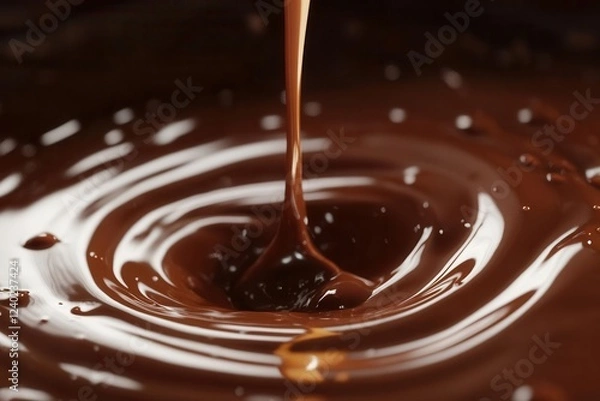 Fototapeta Velvet Hot Chocolate Pouring in Elegant Curve Shape with Translucent Background for Advertising Campaigns