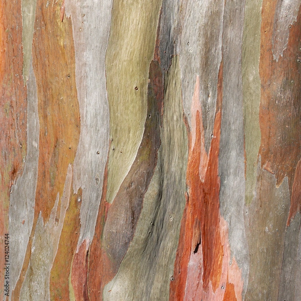 Fototapeta Colorful abstract pattern of old Eucalyptus tree bark