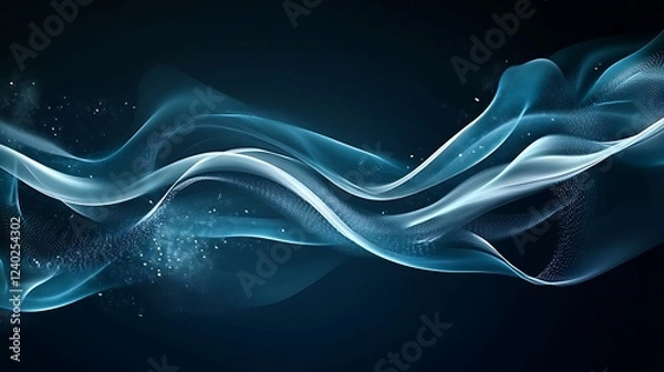 Fototapeta Blue abstract wave, dark background