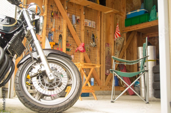 Obraz ガレージ　バイク