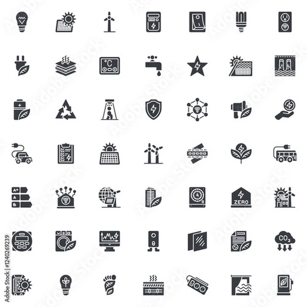 Fototapeta Renewable energy vector icons set