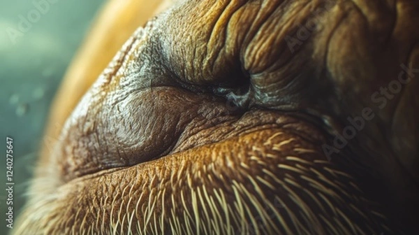 Fototapeta A close-up of rough, wrinkled texture, possibly an animal’s skin or organic material, emphasizing intricate details and rugged surface.