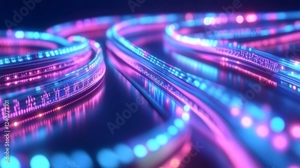 Obraz Abstract Futuristic Neon Light Data Stream