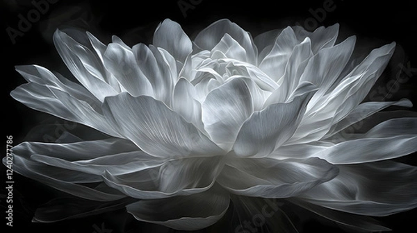 Obraz Close-up grayscale flower, dark background, artistic lighting, botanical