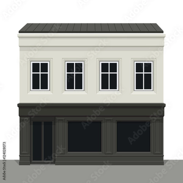 Obraz Facade building. Front of house. Vector detailed illustration. Isolated on white background.