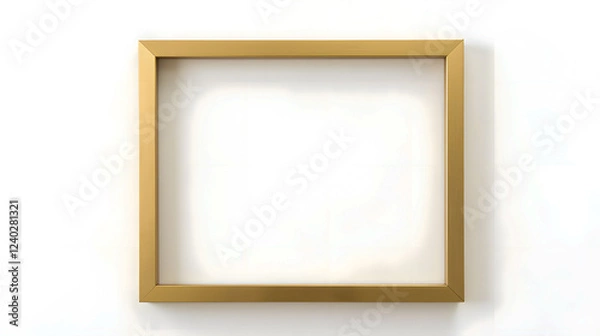 Fototapeta Elegant empty gold frame on white wall ready for artwork or photograph display in modern decor for interior design projects