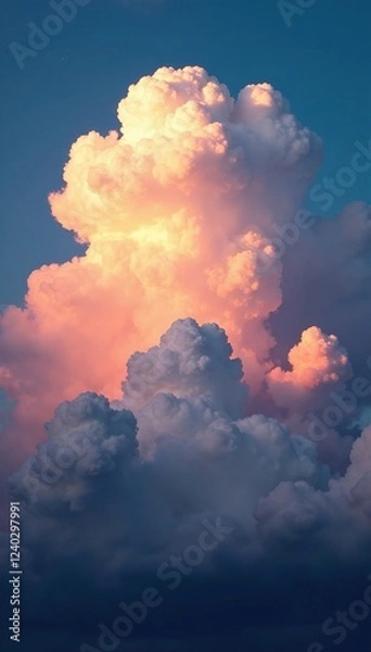 Obraz Clouds with mammatus formations and strong updrafts, thunderstorm, cloud formations, turbulent clouds