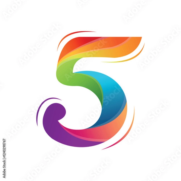 Obraz Letter Five Abstract Logo Vector