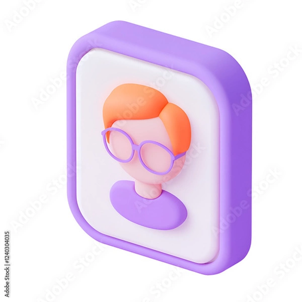 Fototapeta 3D Profile Icon, User, Avatar, Interface, Digital, Background, Pastel, App, Illustration, Website