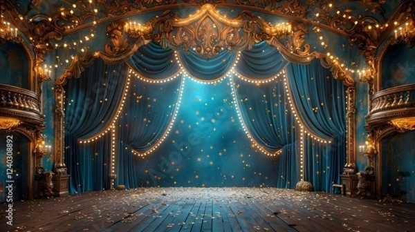 Fototapeta circus stage backdrop frame light background carnival