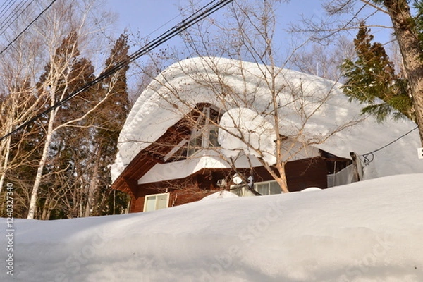 Obraz 雪国の豪雪地帯に佇む