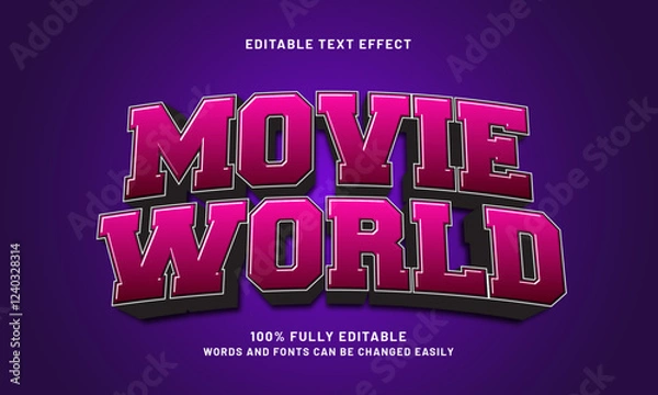 Fototapeta movie world editable text effect with a movie and film theme