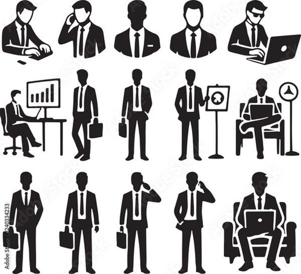 Fototapeta business people icons set