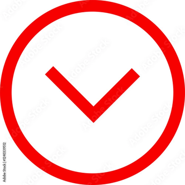 Fototapeta Icon red arrow direction down on a white background vector illustration.