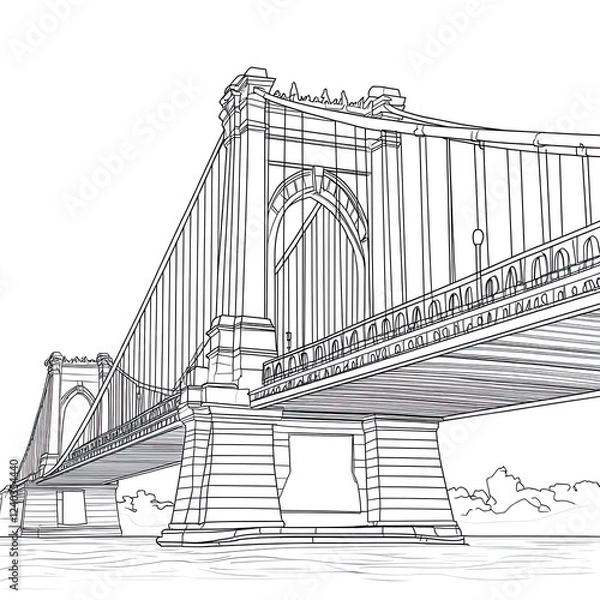 Obraz Famous Bridges Architecture Fun Coloring Page for Kids