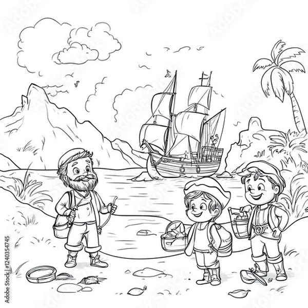 Obraz Famous Explorers Discoveries Coloring Book Illustrations of Historical Adventures