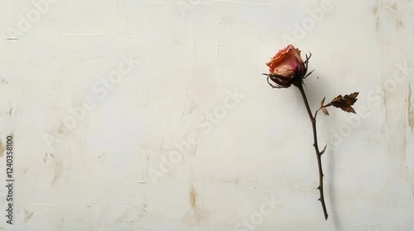 Fototapeta Dried pink rose, white background. Generative AI